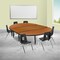 Flash Furniture 86" Oval Wave Oak Table Set-14" Stack Chairs XU-GRP-14CH-A3060CON-60-OAK-T-P-GG - alternate 1